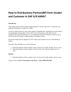 Business Partner(BP) from Vendor
