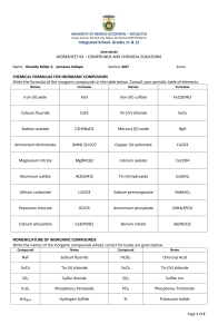 GENCHM180 - Worksheet 04 - Compounds and Chemical Equations