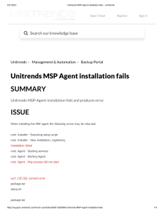 Unitrends MSP Agent installation fails – Unitrends