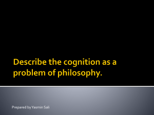 Cognition as a problem of philosophy