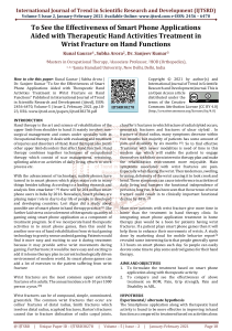 To See the Effectiveness of Smart Phone Applications Aided with Therapeutic Hand Activities Treatment in Wrist Fracture on Hand Functions