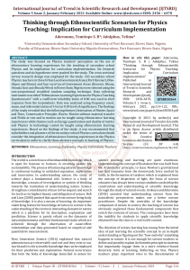 Thinking through Ethnoscientific Scenarios for Physics Teaching Implication for Curriculum Implementation