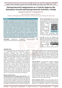 Entrepreneurial Competencies as a Tool for Improve the Enterprise Growth and Entrepreneurial Activities A Study