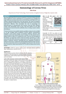 Immunology of Corona Virus