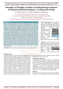 Metaphor of Thought on Online Teaching during Lockdown by Medical and Dental Students A Comparative Study