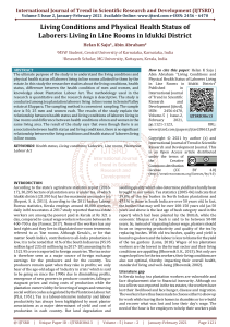 Living Conditions and Physical Health Status of Laborers Living in Line Rooms in Idukki District