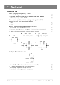 capacitance worksheet