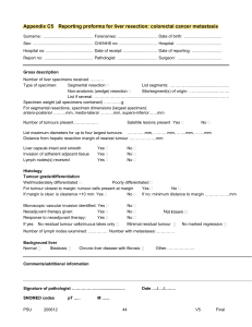 Liver Resection Reporting Proforma: Colorectal Cancer Metastasis