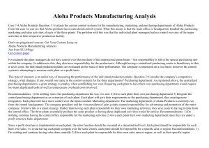 Aloha Products Manufacturing Analysis