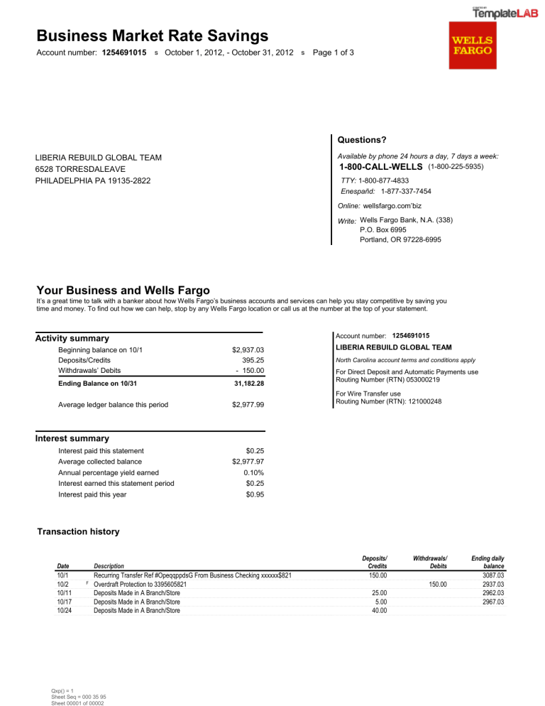 free fake bank statement generator wells fargo