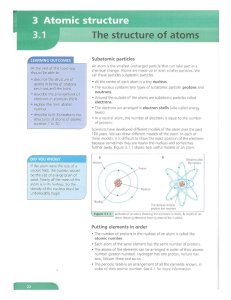 Atomic Structure Summary Notes