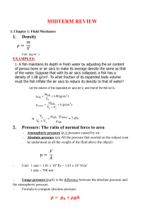 Midterm Review: Fluid Mechanics & Thermodynamics