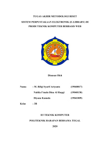 Tugas Akhir E-Library Prodi Teknik Komputer Berbasis Web