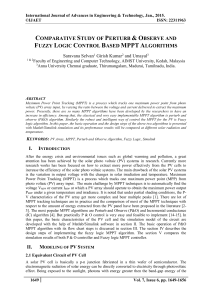 Jan 2015 COMPARATIVE STUDY OF PERTURB & OBSERVE AND FUZZY LOGIC CONTROL BASED MPPT ALGORITHMS