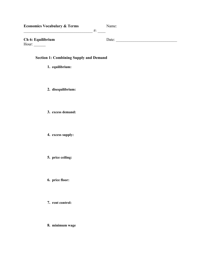 Economics Vocabulary