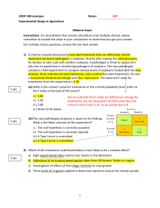 Midterm 2017 key Oregon State University Experimental Design