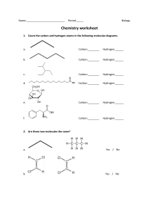 Chemistry worksheet - Biology