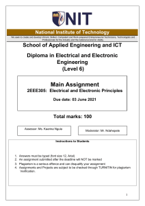 Assignment 2EEE305 Electrical and Electronic Principles- Questions1