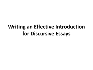 Writing an Effective Introduction for Discursive Essays