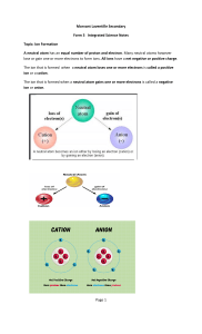 Form 3 Int Science Notes Ion Formation 