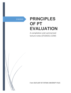 PT Evaluation Principles: Sensory Function & Integration