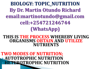 NUTRITION TOPIC IN BIOLOGY LESSON BY DR. MARTIN OTUNDO RICHARD