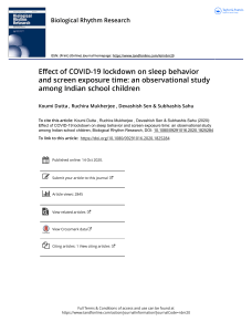 Effect of COVID 19 lockdown on sleep behavior and screen exposure time an observational study among Indian school children