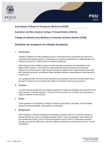 ANZCA P52 Guideline for Transport of Critically Ill Patients 2015 version