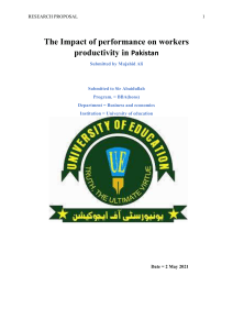 Impact of Performance on Worker Productivity in Pakistan