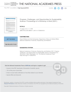 Progress, Challenges, and Opportunities for Sustainability Science