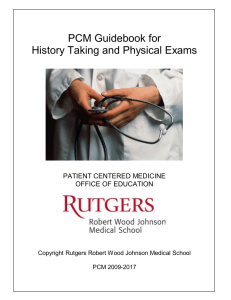 PCM Guidebook for History Taking and Physical Exam, revised final, 9-20-17