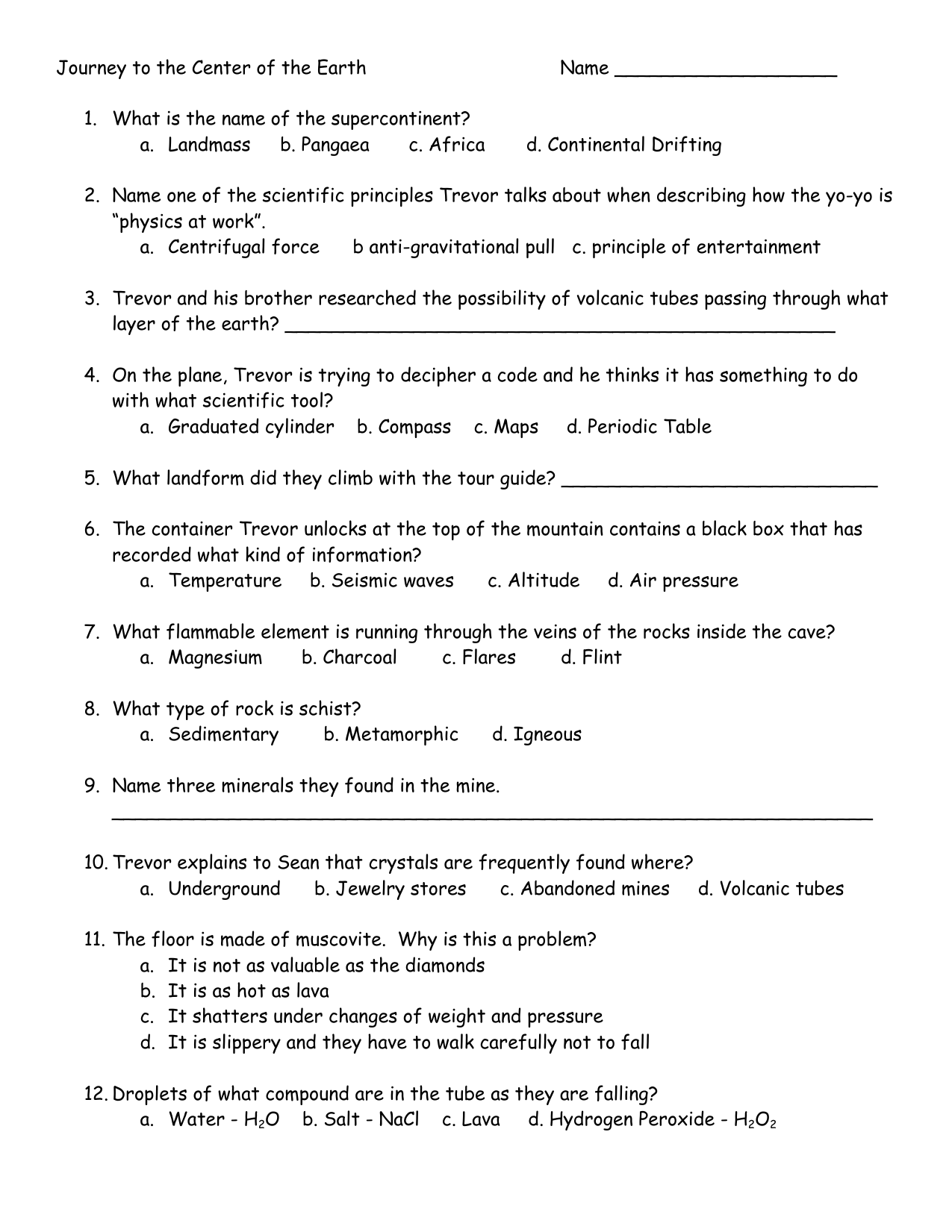 Journey to the Center of the Earth Questions Pertaining To Dirt The Movie Worksheet