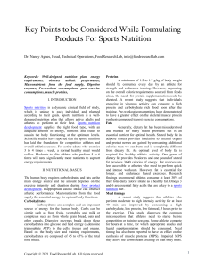 Key Points to be Considered While Formulating Products For Sports Nutrition