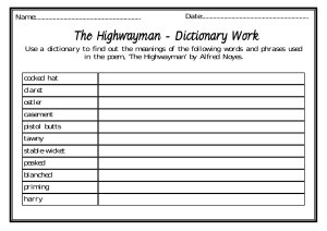 The-highwayman-dictionary-work