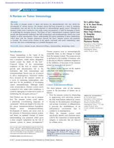 Tumor Immunology Review: Immunosurveillance & Immunoediting