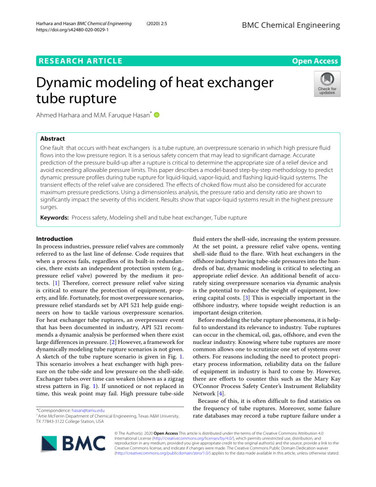 dynamic-modeling-of-heat-exchanger-tube-rupture