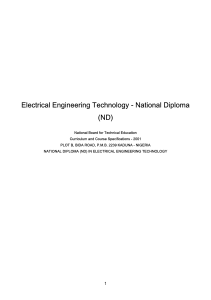 Electrical Engineering Technology ND Curriculum - 2001