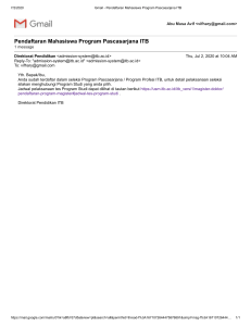 ITB Postgraduate Program Registration Confirmation