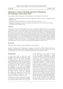 Beef Value Chain Challenges in Iran: A System Thinking Approach