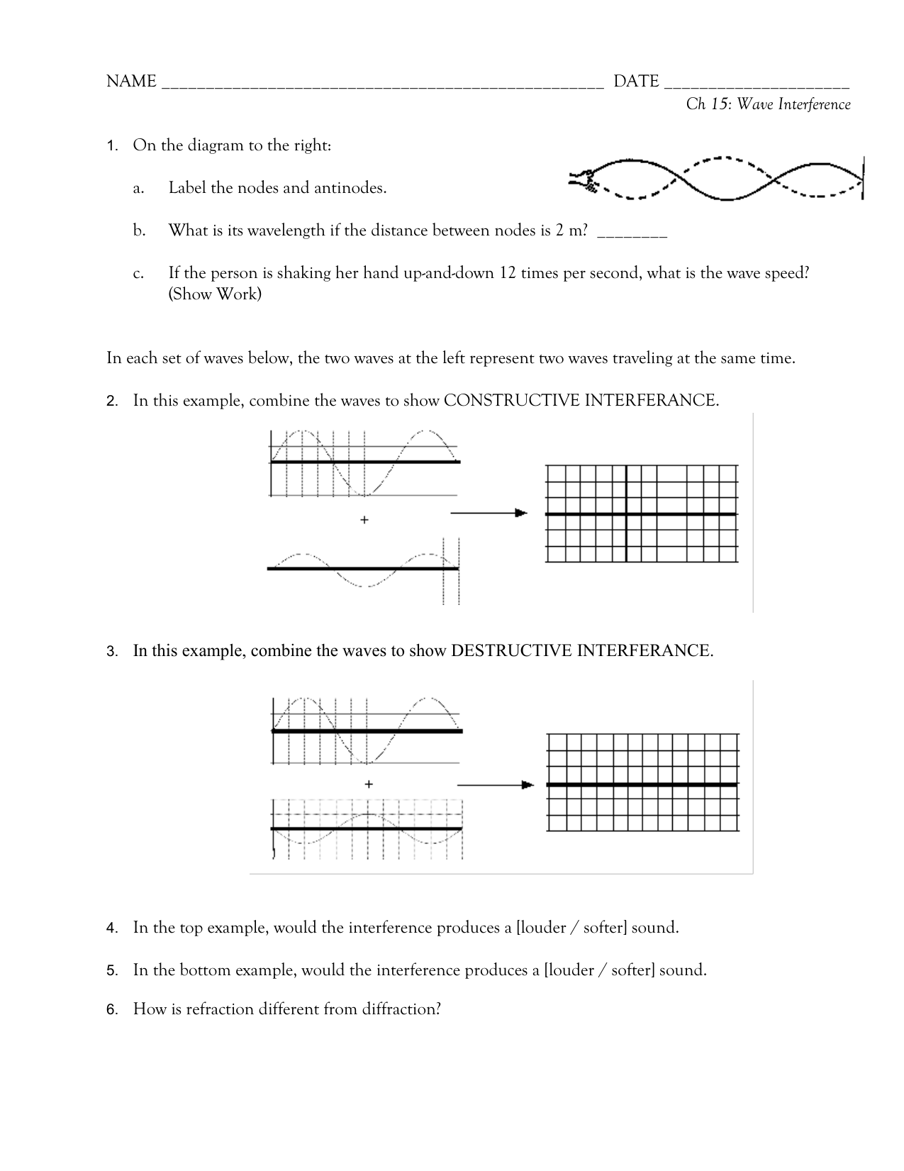 Wave Interference Worksheet Answers Worksheets For Kindergarten