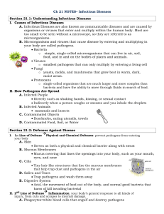 ch 21 notes - infectious diseases