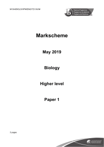 Biology paper 1  TZ1 HL markscheme