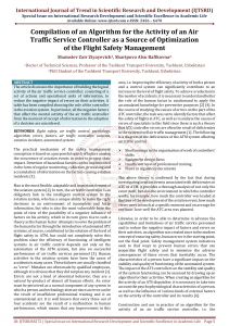 Compilation of an Algorithm for the Activity of an Air Traffic Service Controller as a Source of Optimization of the Flight Safety Management