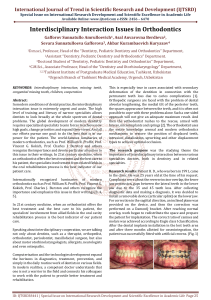 Interdisciplinary Interaction Issues in Orthodontics