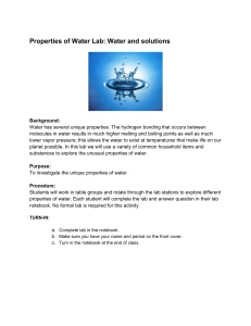 Properties of Water Lab