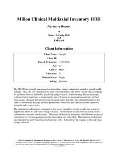 MCMI-II/III Psychological Report: Sample Analysis