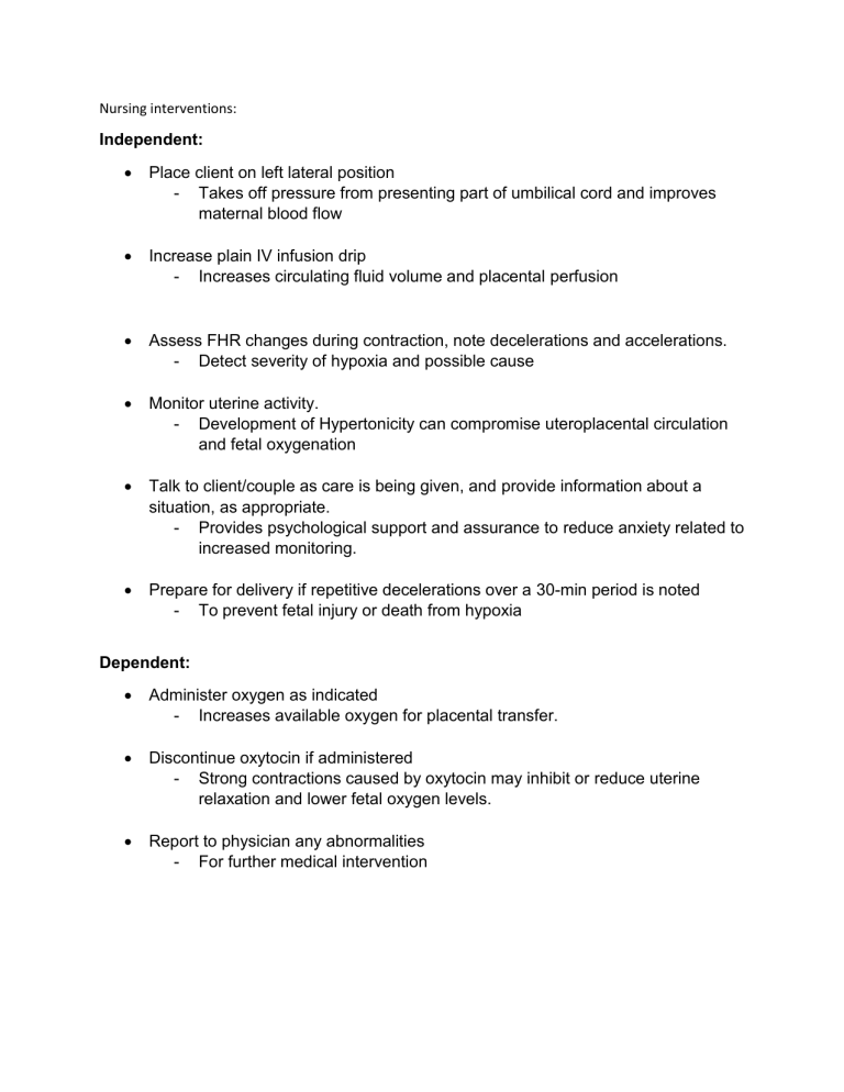 Nursing Interventions For Late Deceleration