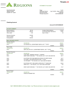 Regions Bank Statement - TemplateLab.com