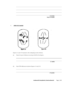 Cell Division Exam Paper: Mitosis & Meiosis