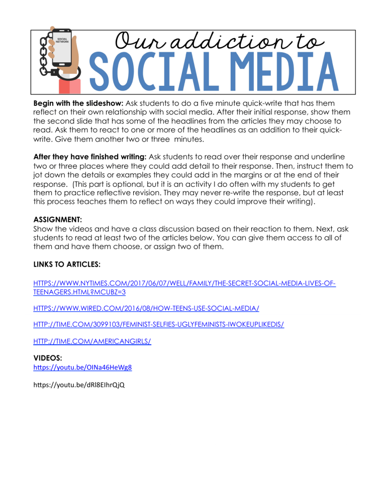 social media school assignment